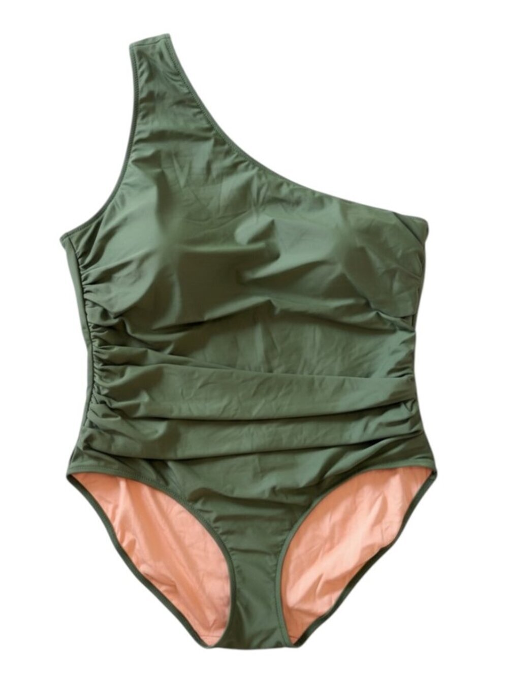 J Crew One Shoulder Sleek Ruched Swimsuit One-Piece Size 24 Reimagined Cypress